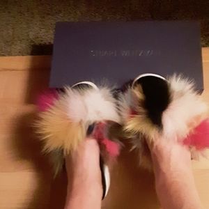 Stuart Weitzman Fox Fur Sandals